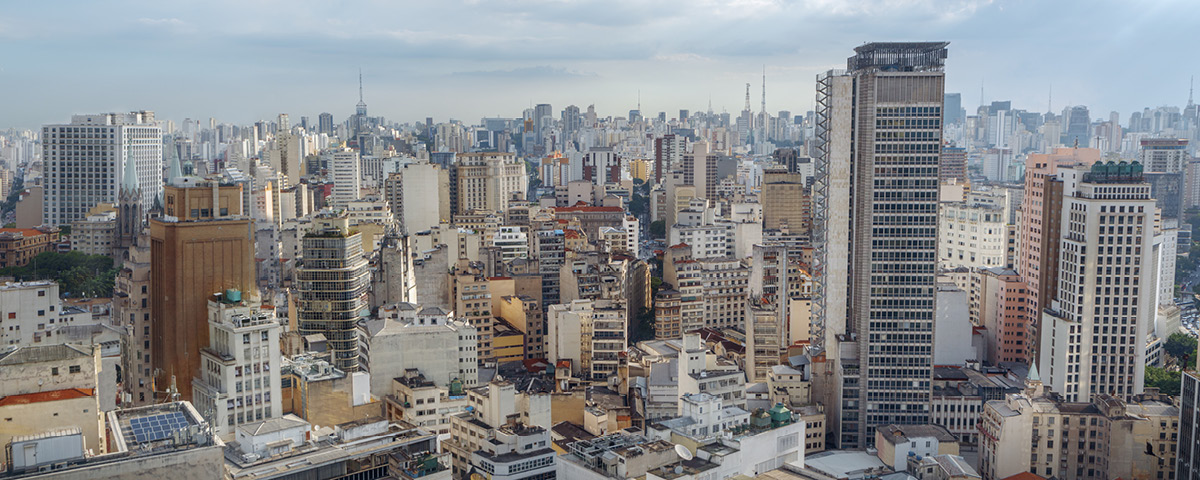 Foto panorâmica da cima da cidade de São Paulo.