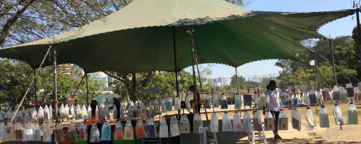 Foto da feira de troca de livros e gibis em Guarulhos, um dos lugares para ir no início da primavera. 