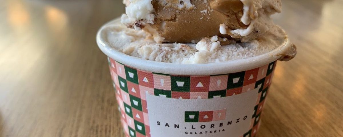 Pote de sorvete San Lorenzo, uma das sorveterias de São Paulo.