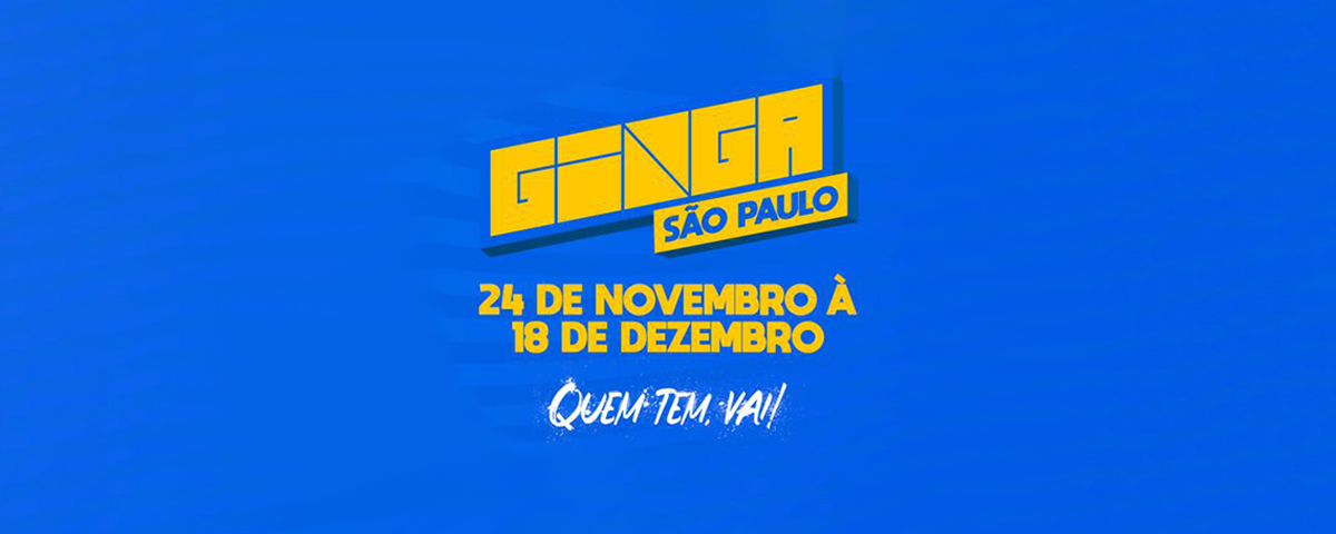 Banner do evento "Ginga - São Paulo", que acontecerá durante o período da Copa. 