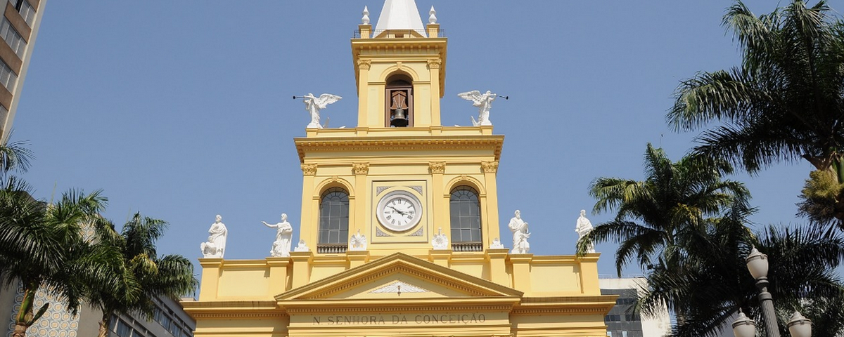A Catedral Metropolitana de Campinas Paróquia Nossa Senhora Da Conceição possui a cor amarelo claro e estátuas foram colocadas em alguns pontos superiores da construção. 
