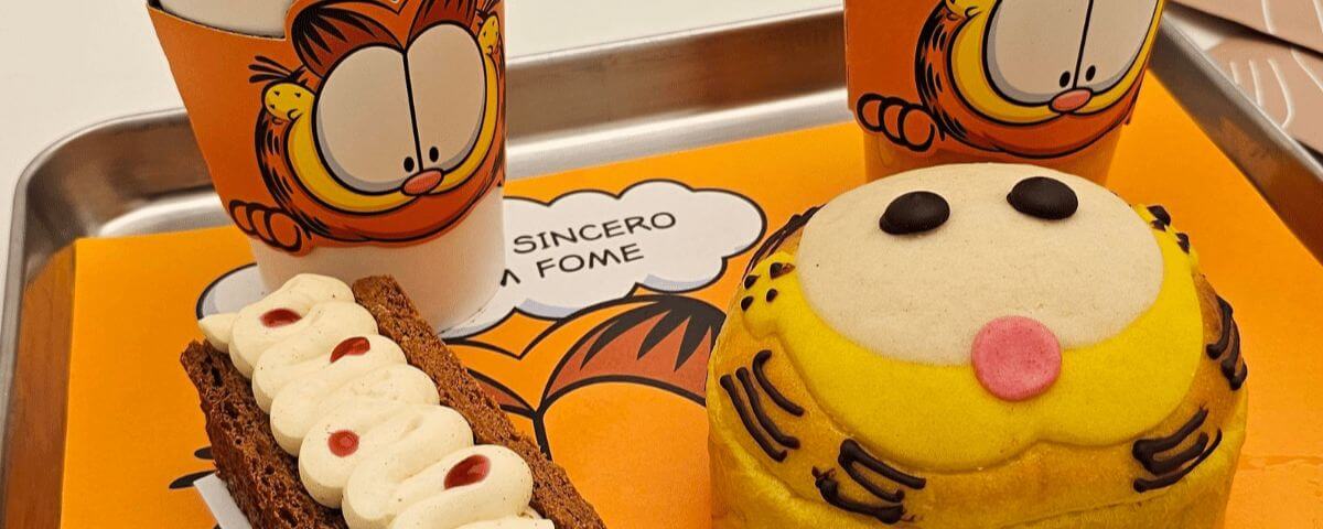 Bandeja de lanche servido na We Coffee com o tema Garfield. 