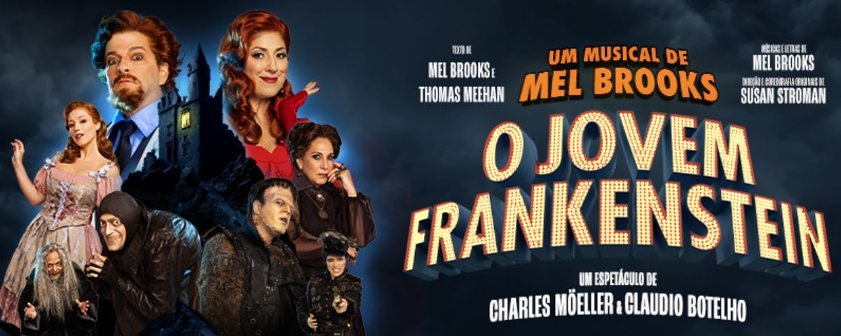 Banner do musical "O Jovem Frankenstein", um dos eventos de fevereiro. 